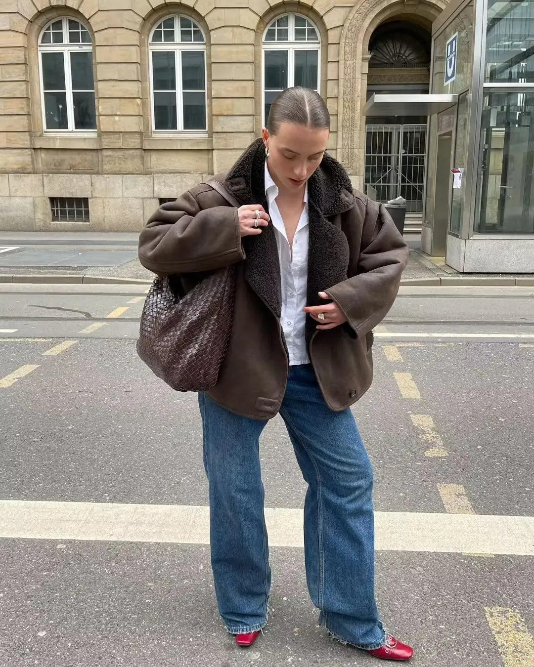Veste en cuir synthétique femme élégante