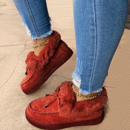 Chaussons Femme Hiver Chauds - Suédine Peluche Confort avec Semelle Antidérapante