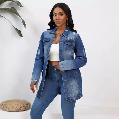 Veste Femme Denim Coupe Oversize Effet Vintage Décontractée