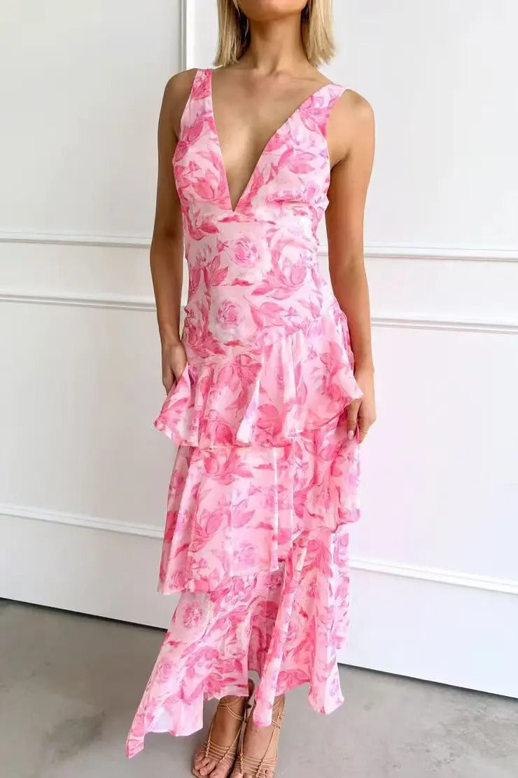 Robe Longue Fleurs Élégante pour Femme