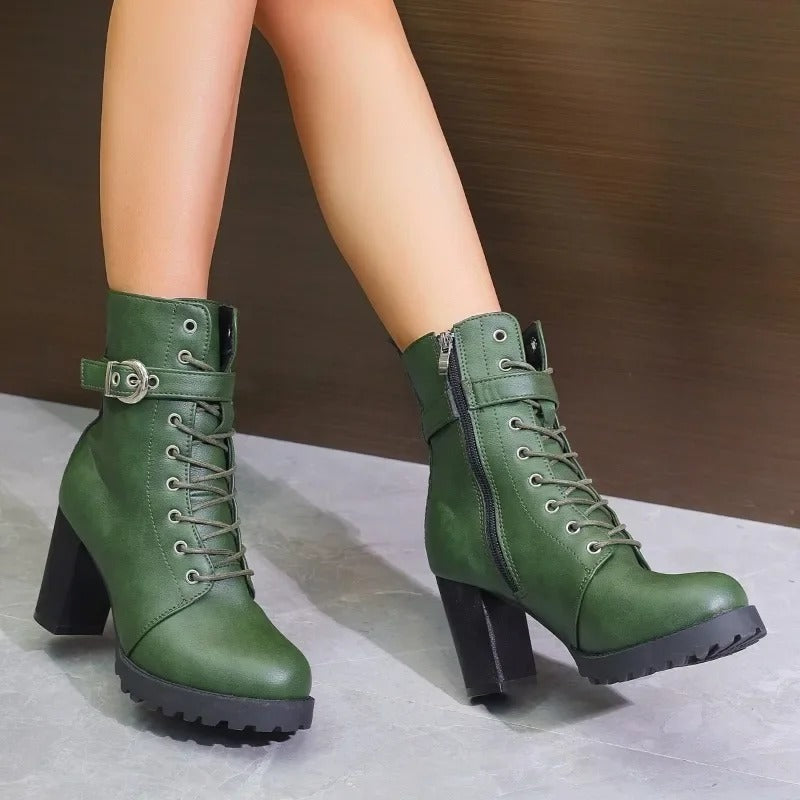 Bottines Femmes Hiver Hauts Talons avec Éclair Zip - PanierRoyale