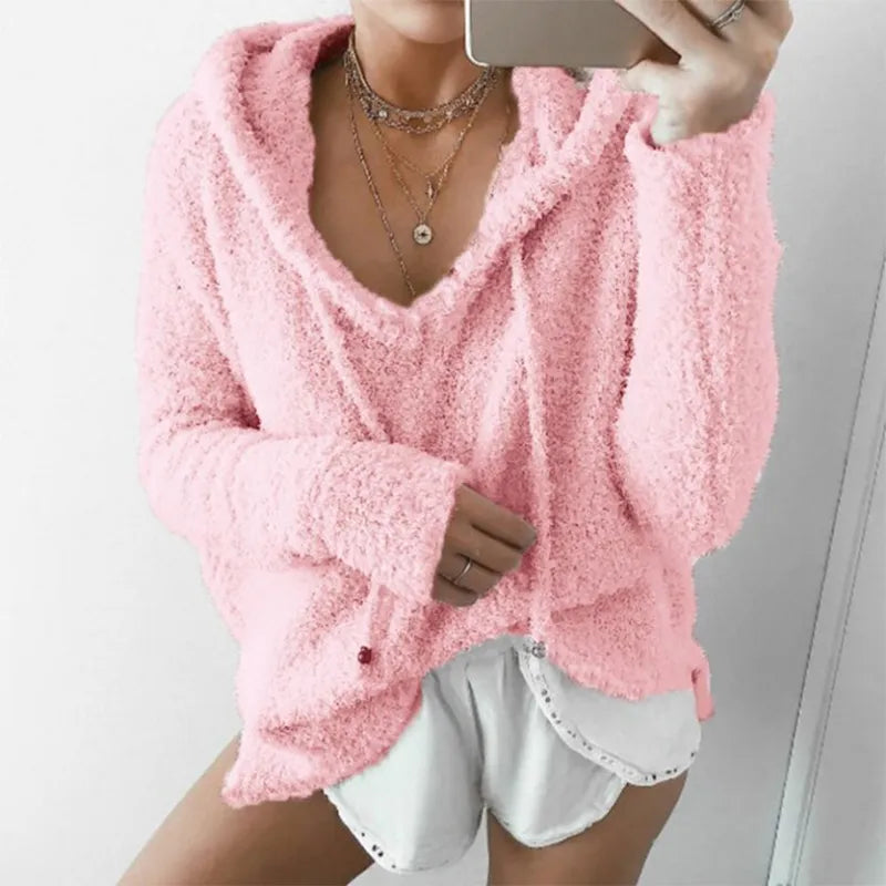 Pull Capuche Femme Lilas Chaud et Doux Hiver