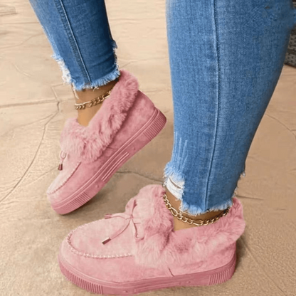 Chaussons Femme Hiver Chauds - Suédine Peluche Confort avec Semelle Antidérapante