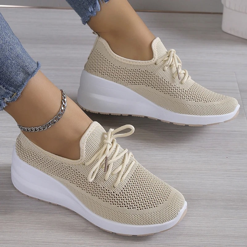 Chaussures de running femme légères et respirantes beige - PanierRoyale