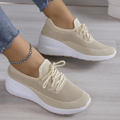 Chaussures de running femme légères et respirantes beige - PanierRoyale
