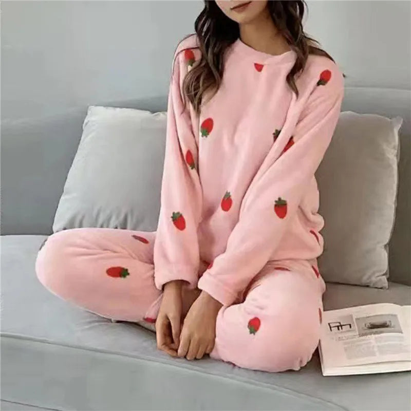 Pyjama Femme Hiver Chaud et Confortable Manches Longues - PanierRoyale