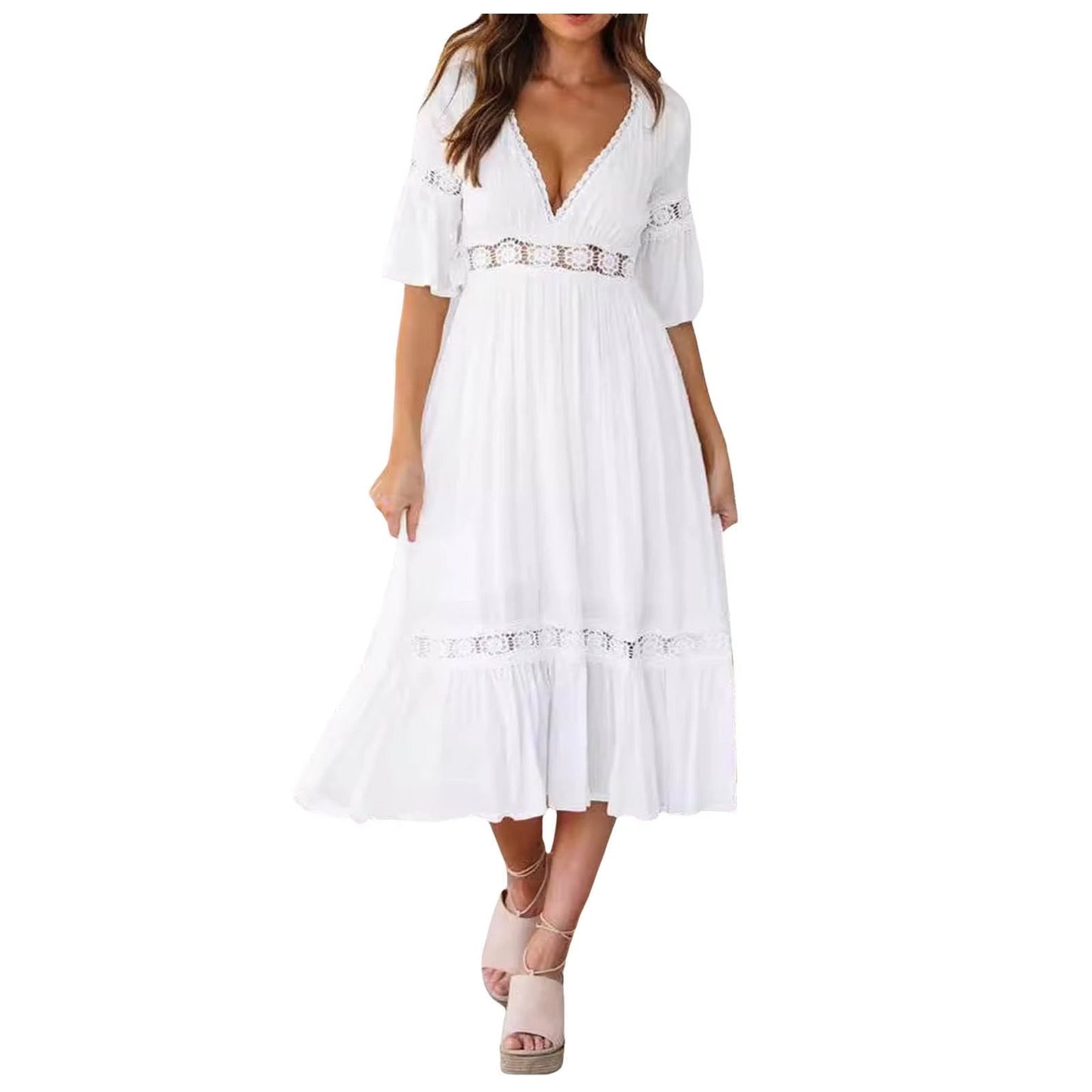 Robe Femme Élégante au-dessus du Genou Manches Courtes - PanierRoyale