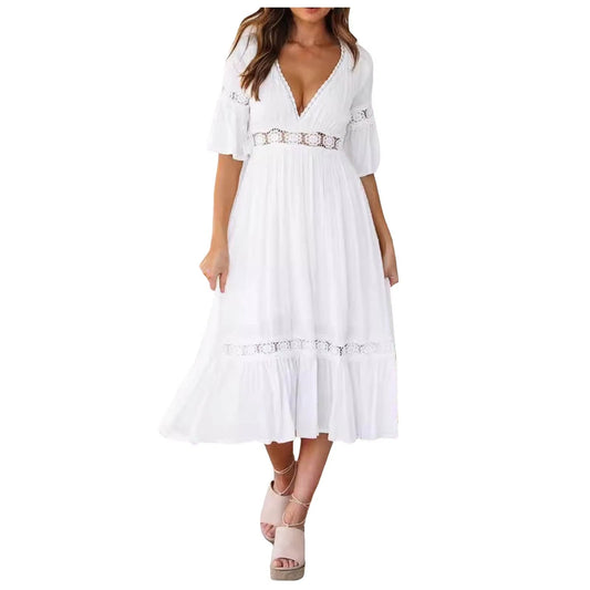 Robe Femme Élégante au-dessus du Genou Manches Courtes - PanierRoyale