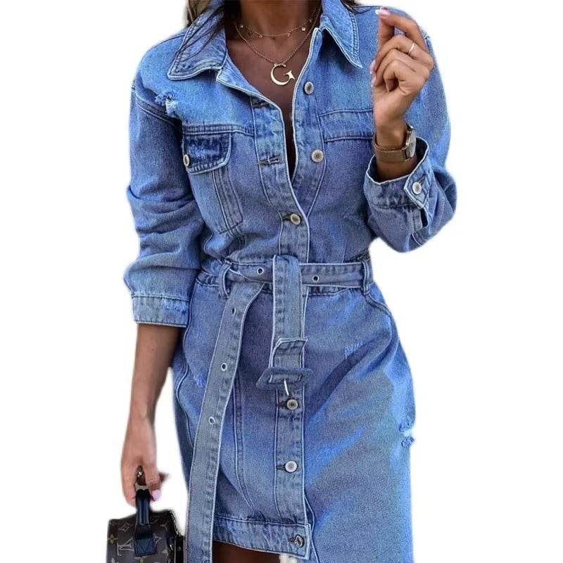 Robe Chemisier Élégante à Ceinture Adjustable - PanierRoyale