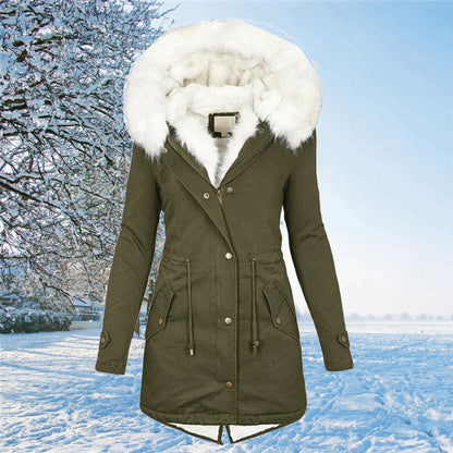 Manteau Parka Femme avec Capuchon et Poches Réversibles