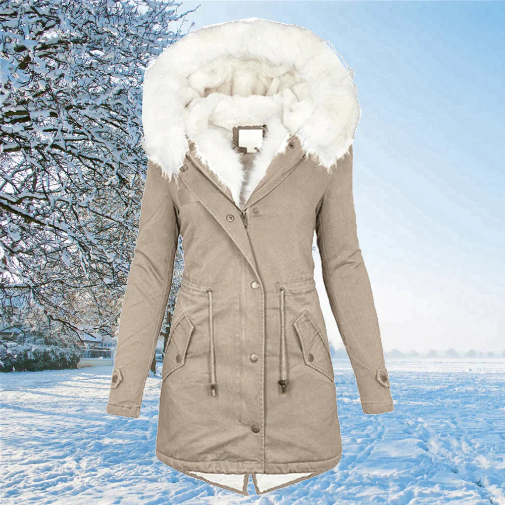 Manteau Parka Femme avec Capuchon et Poches Réversibles