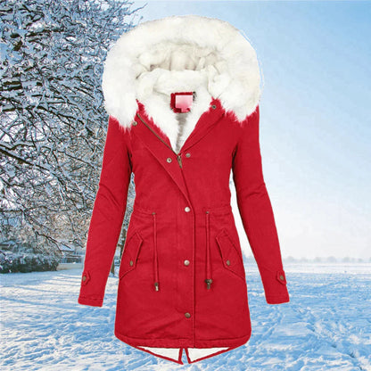 Manteau Parka Femme avec Capuchon et Poches Réversibles