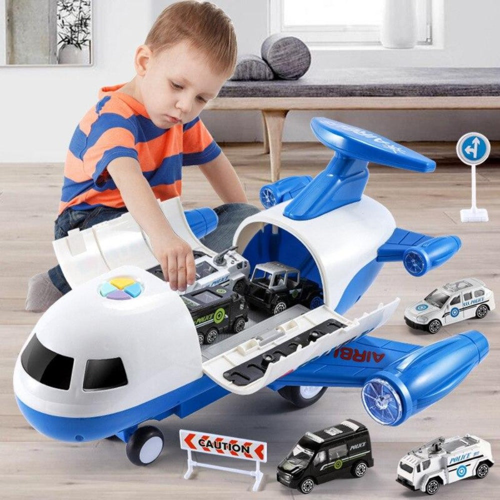 Jouet Avion de Transport avec Voiture de Police et Accessoires - PanierRoyale