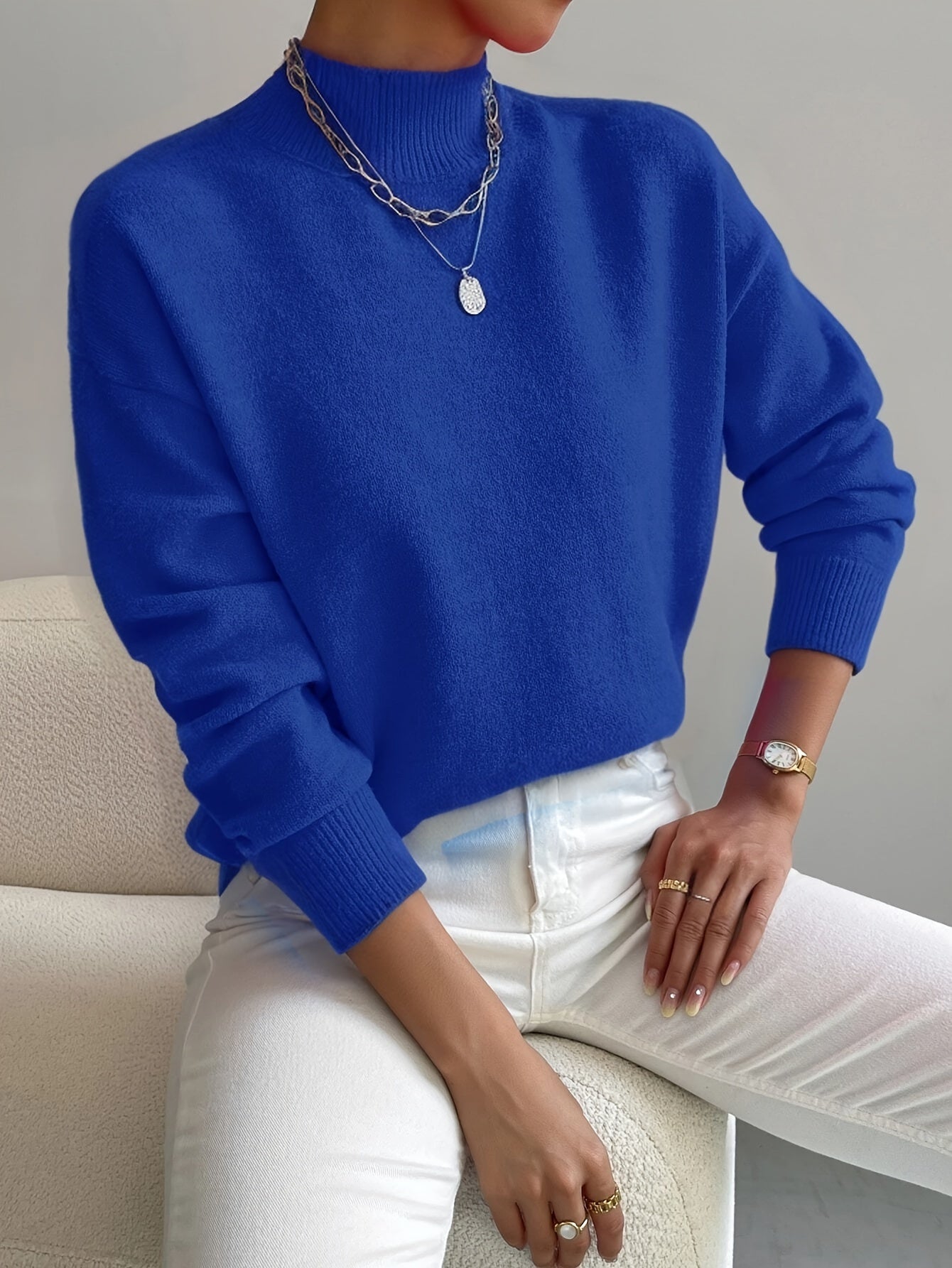 Pull Femme Hiver Classique à Col Montant