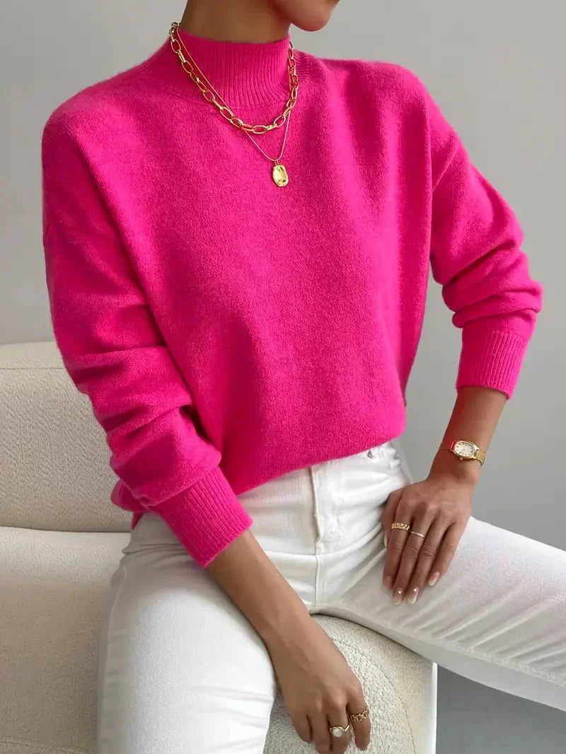 Pull Femme Hiver Classique à Col Montant