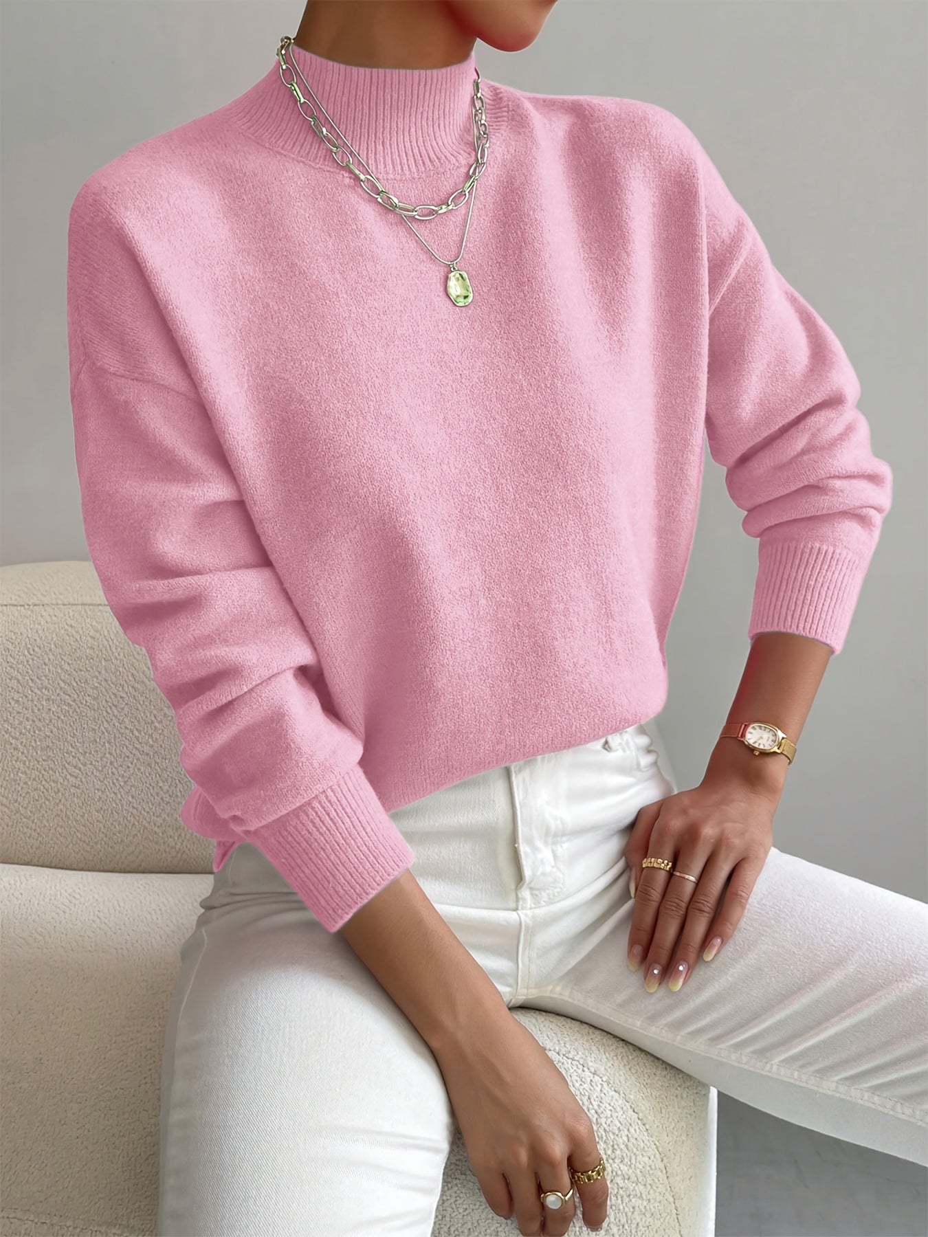 Pull Femme Hiver Classique à Col Montant
