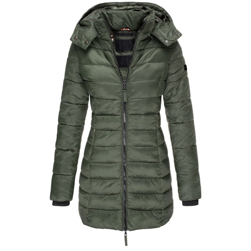 Manteau femme hiver chaud avec capuche amovible bleu marine