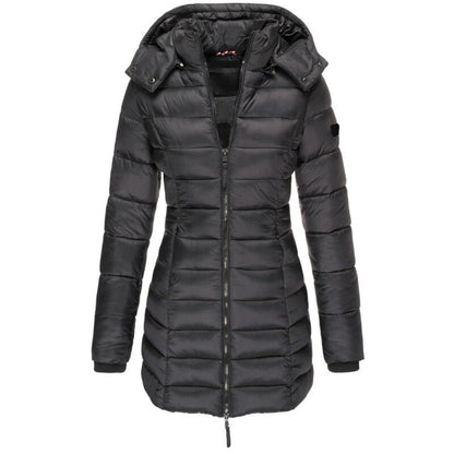 Manteau femme hiver chaud avec capuche amovible bleu marine