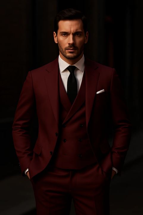 Costume Homme Chic Noir Élégant pour Mariage