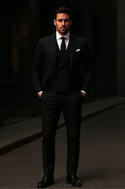 Costume Homme Chic Noir Élégant pour Mariage