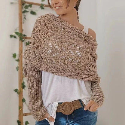 Écharpe Femme Tricotée Douce Gris Clair