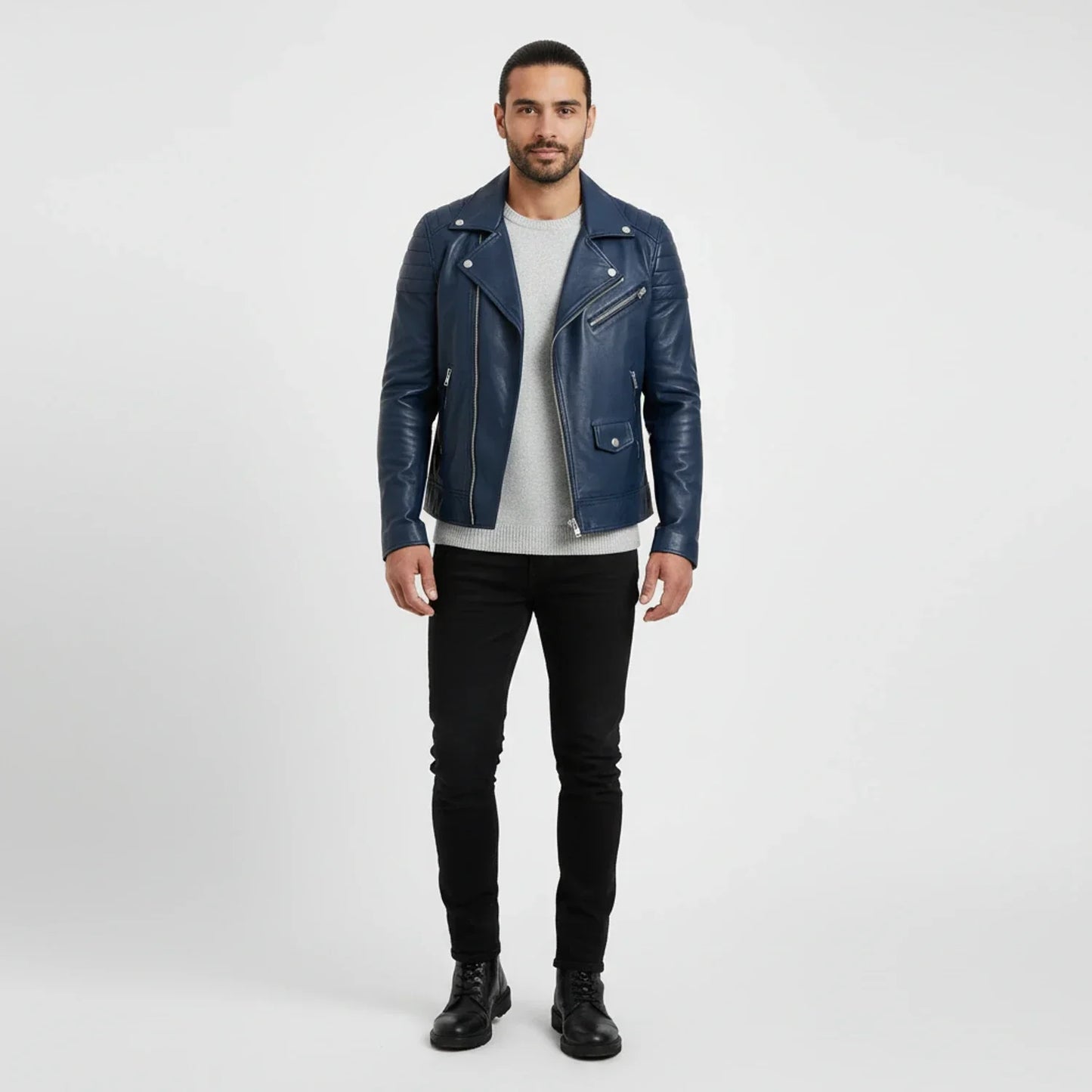 Blouson Cuir Hiver Homme Zippé Élégant