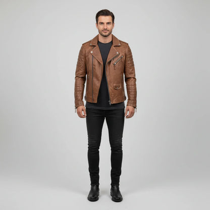 Blouson Cuir Hiver Homme Zippé Élégant