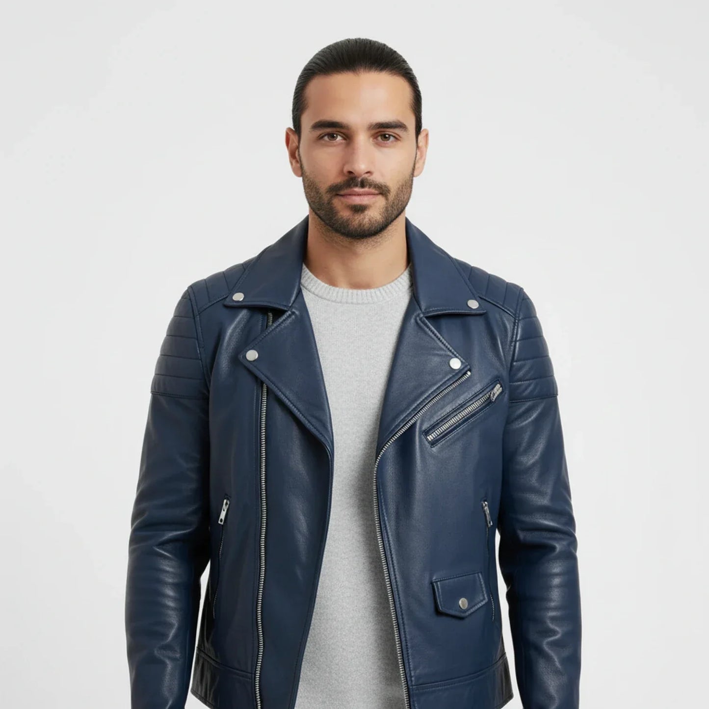 Blouson Cuir Hiver Homme Zippé Élégant