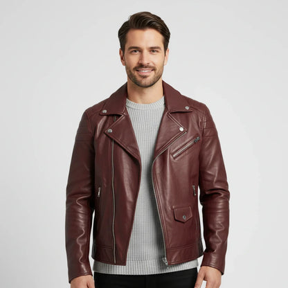Blouson Cuir Hiver Homme Zippé Élégant