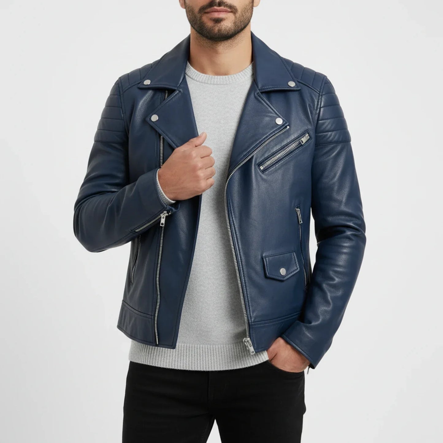 Blouson Cuir Hiver Homme Zippé Élégant
