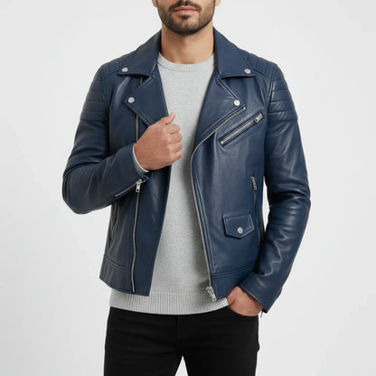Blouson Cuir Hiver Homme Zippé Élégant