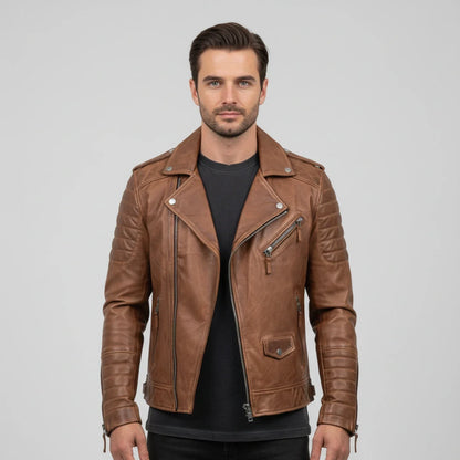 Blouson Cuir Hiver Homme Zippé Élégant