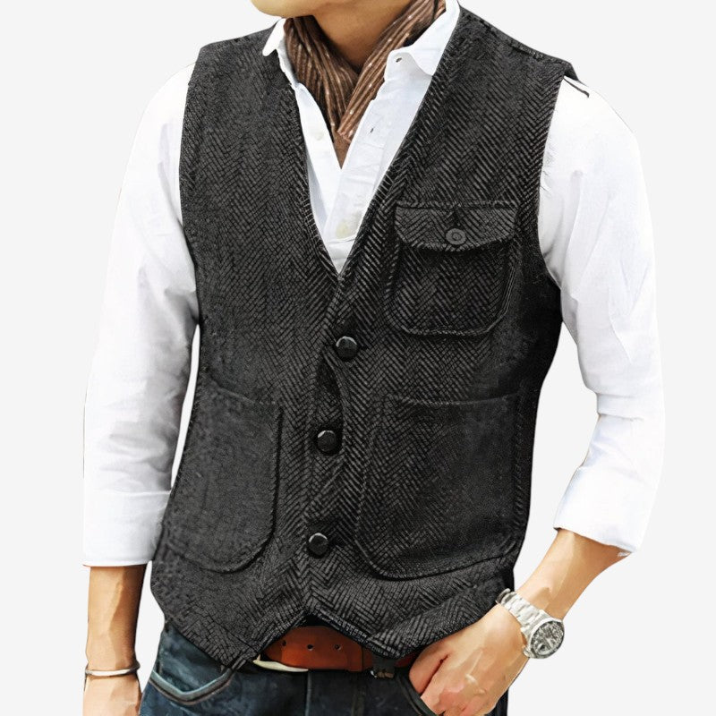 Gilet Mode Classique avec Poches et Fermeture Boutonnée - PanierRoyale