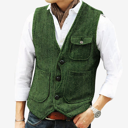 Gilet Mode Classique avec Poches et Fermeture Boutonnée