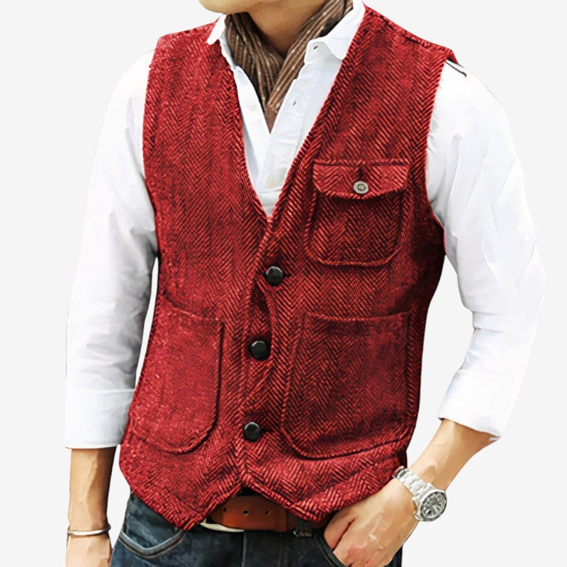 Gilet Mode Classique avec Poches et Fermeture Boutonnée