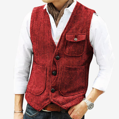 Gilet Mode Classique avec Poches et Fermeture Boutonnée