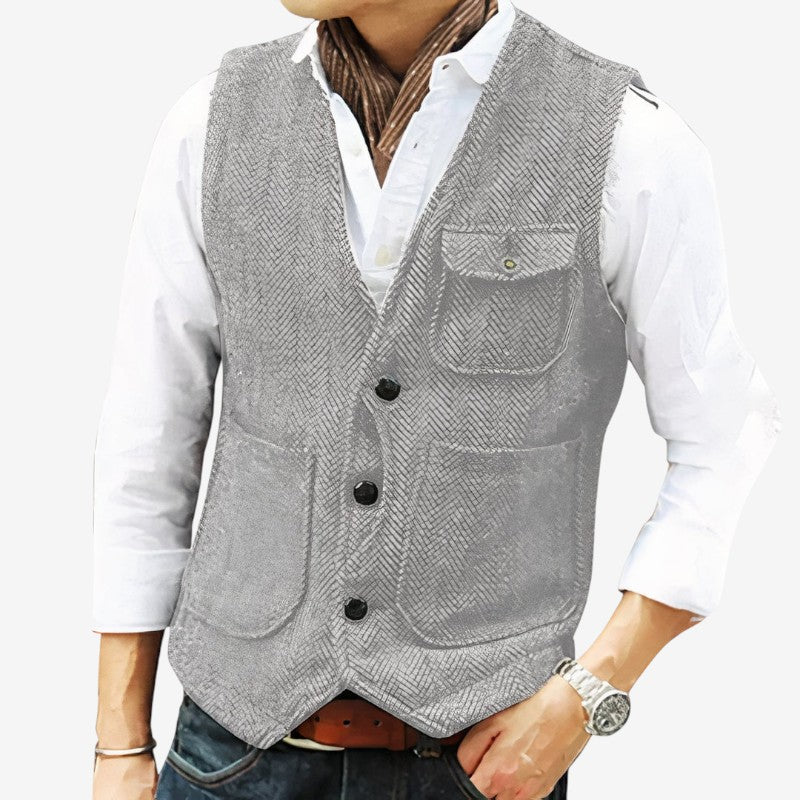 Gilet Mode Classique avec Poches et Fermeture Boutonnée