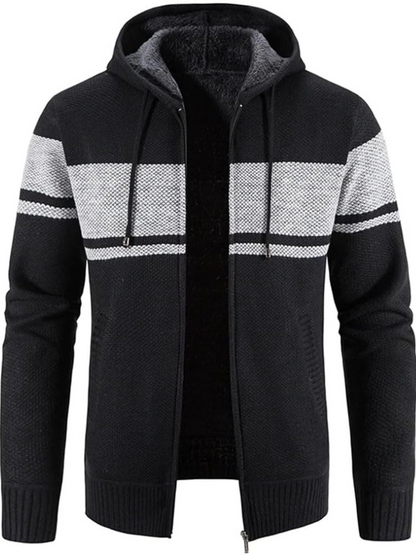 Veste Hiver Homme Capuche Zippée à Rayures