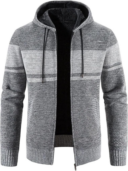 Veste Hiver Homme Capuche Zippée à Rayures