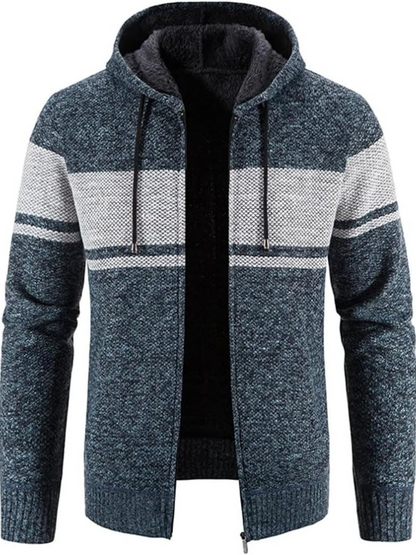 Veste Hiver Homme Capuche Zippée à Rayures - BerlinGlamour