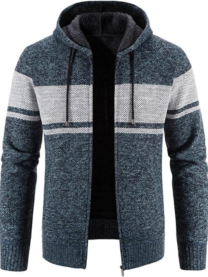 Veste Hiver Capuche Zippée à Rayures