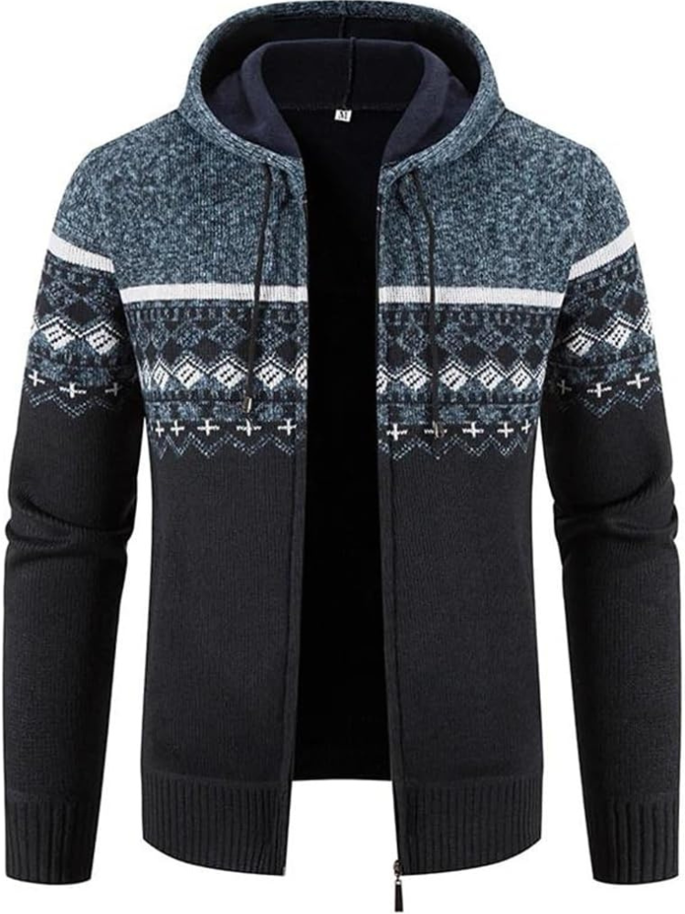 Veste Hiver Homme Capuche Zippée à Rayures