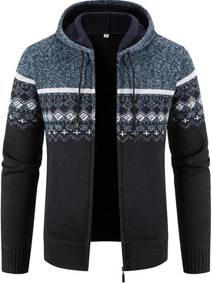 Veste Hiver Homme Capuche Zippée à Rayures