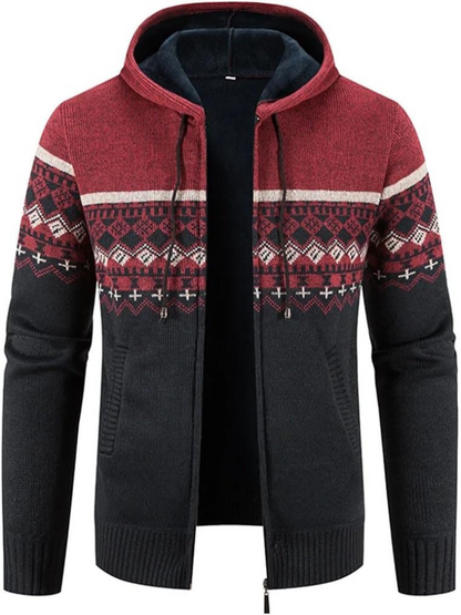 Veste Hiver Homme Capuche Zippée à Rayures