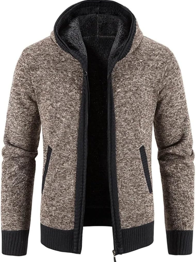 Veste Hiver Homme Capuche Zippée à Rayures