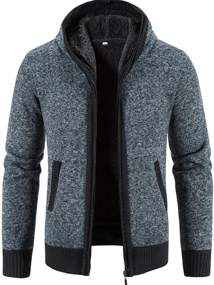 Veste Hiver Homme Capuche Zippée à Rayures
