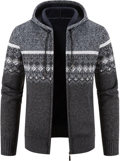 Veste Hiver Homme Capuche Zippée à Rayures