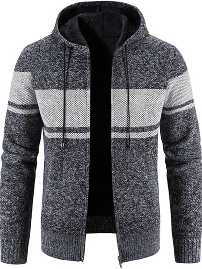 Veste Hiver Homme Capuche Zippée à Rayures