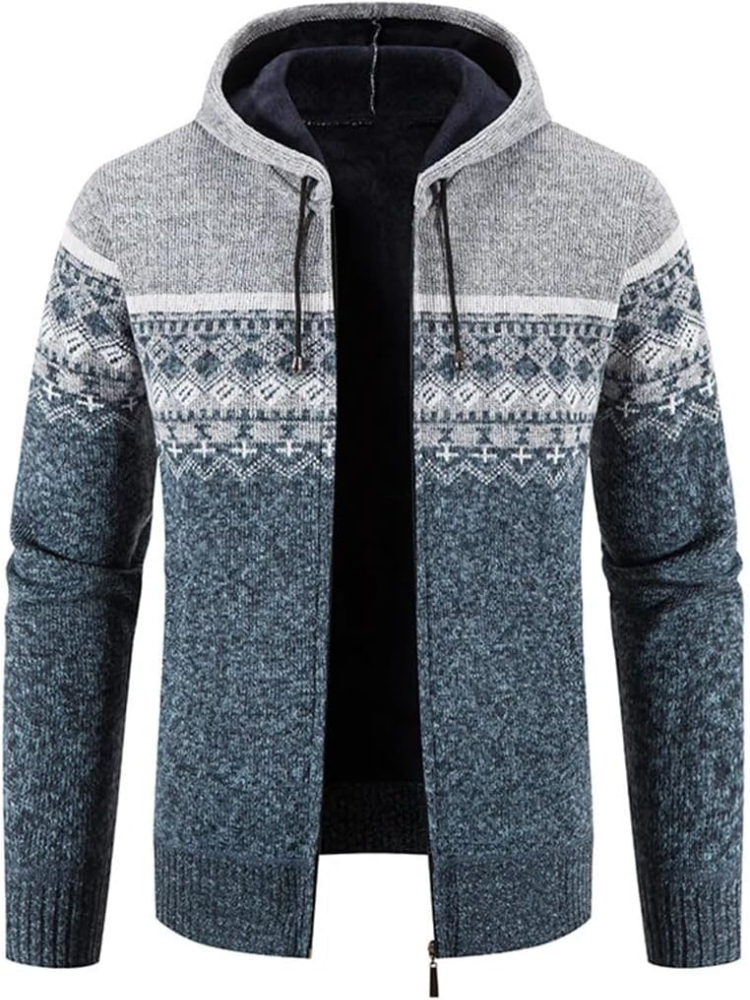 Veste Hiver Homme Capuche Zippée à Rayures