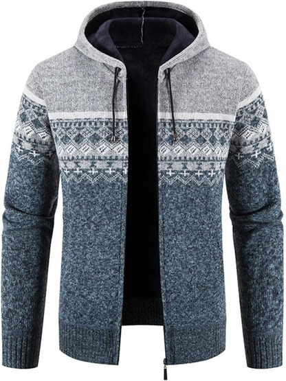 Veste Hiver Homme Capuche Zippée à Rayures